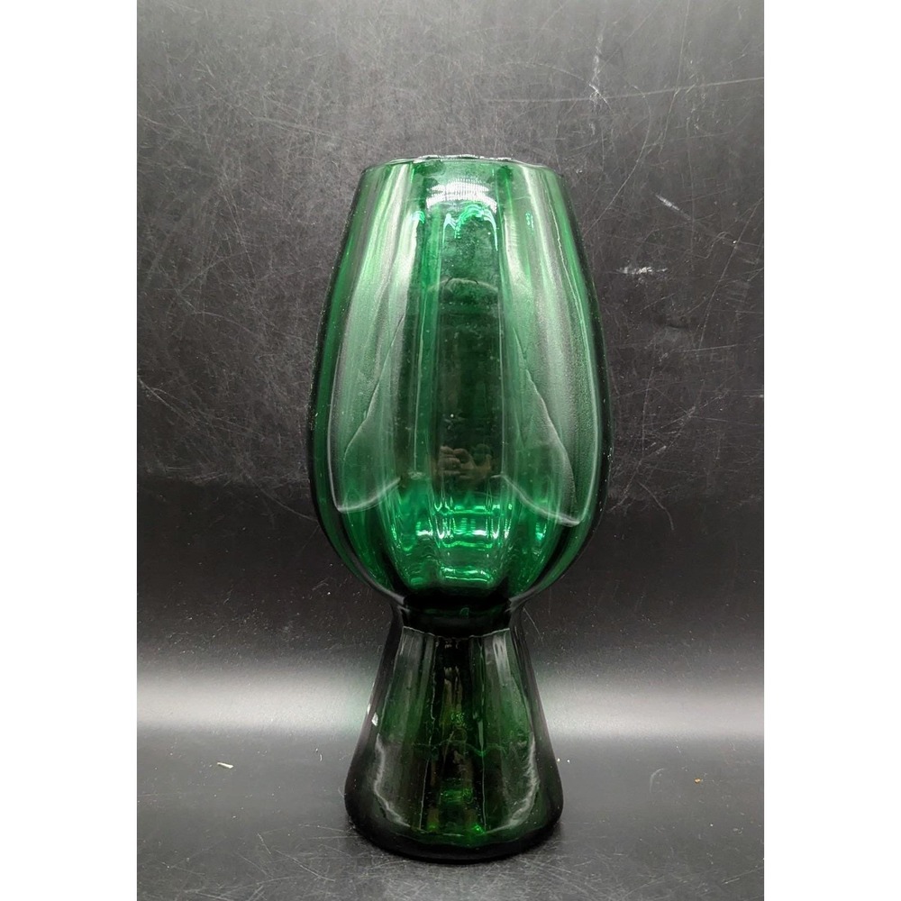 Vintage‎ Mid Century Empoli Italian Green Optic Art Glass Vase 10"